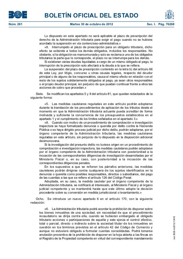 Ley 7/2012, de 29 de octubre