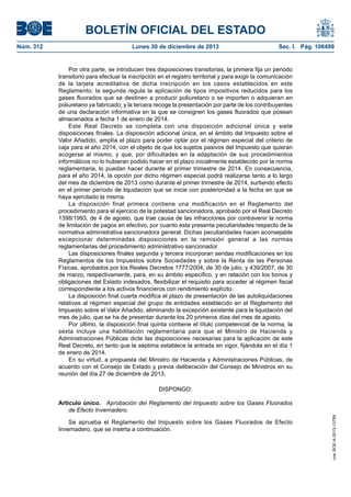 Real Decreto 1042/2013, de 27 de diciembre