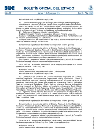 BOLETÍN OFICIAL DEL ESTADO
Martes 11 de febrero de 2014	

Sec. III. Pág. 12429

Requisitos de titulación por orden de prio...