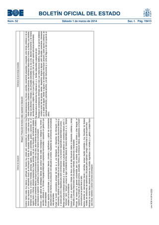 Núm. 52	
Sábado 1 de marzo de 2014	

cve: BOE-A-2014-2222

Estándares de aprendizaje evaluables

Hace presentaciones muy breves y sencillas, previamente preparadas y ensayadas, sobre temas cotidianos o de su
interés (presentarse y presentar a otras personas; dar información básica sobre sí mismo, su familia y sus estudios;
indicar sus aficiones e intereses y las principales actividades de su día a día; describir brevemente y de manera
sencilla personas u objetos; decir lo que le gusta y no le gusta y dar su opinión usando estructuras elementales).
Se desenvuelve en situaciones muy básicas en, p. e., tiendas, restaurantes o espacios de ocio.
Participa en conversaciones informales cara a cara o por medios técnicos (teléfono, Skype) en las que se establece
contacto social (dar las gracias, saludar, despedirse, dirigirse a alguien, pedir disculpas, presentarse, interesarse
por el estado de alguien, felicitar a alguien); se intercambia información personal y sobre asuntos cotidianos; se
expresan sentimientos y opiniones sencillos, y se dan instrucciones (p. e. cómo se llega a un sitio con ayuda de un
plano).

Bloque 2. Producción de textos orales: expresión e interacción

Construir textos orales muy básicos y participar de manera muy simple pero comprensible en conversaciones muy
breves que requieran un intercambio directo de información en áreas de necesidad inmediata o sobre temas muy
familiares (uno mismo, el entorno inmediato, personas, lugares, objetos y actividades, gustos y opiniones), en un
registro neutro o informal, utilizando expresiones y frases sencillas y de uso muy frecuente, normalmente aisladas o
enlazadas con conectores básicos, aunque la pronunciación no sea muy clara, sean evidentes las pausas y titubeos, y
sea necesaria la repetición, la paráfrasis y la cooperación del interlocutor para mantener la comunicación.
Conocer y saber aplicar las estrategias básicas para producir textos orales monológicos o dialógicos muy breves y
sencillos, utilizando, p. e., fórmulas y lenguaje prefabricado o expresiones memorizadas, o apoyando con gestos lo que
se quiere expresar.
Conocer aspectos socioculturales y sociolingüísticos básicos, concretos y significativos, y aplicar los conocimientos
adquiridos sobre los mismos a una producción oral adecuada al contexto, respetando las convenciones comunicativas
más elementales.
Cumplir la función comunicativa principal del texto (p. e. una felicitación, un intercambio de información, o un
ofrecimiento), utilizando un repertorio limitado de sus exponentes más frecuentes y de patrones discursivos básicos (p.
e. saludos para inicio y despedida para cierre conversacional, o una narración esquemática desarrollada en puntos).
Manejar estructuras sintácticas básicas (p. e. enlazar palabras o grupos de palabras con conectores básicos como “y”,
“entonces”, “pero”, “porque”), aunque se sigan cometiendo errores básicos de manera sistemática en, p. e., tiempos
verbales o en la concordancia.
Conocer y utilizar un repertorio limitado de léxico oral de alta frecuencia relativo a situaciones cotidianas y temas
habituales y concretos relacionados con los propios intereses, experiencias y necesidades.
Articular, de manera por lo general comprensible pero con evidente influencia de la primera u otras lenguas, un
repertorio muy limitado de patrones sonoros, acentuales, rítmicos y de entonación básicos, adaptándolos a la función
comunicativa que se quiere llevar a cabo.
Hacerse entender en intervenciones breves y sencillas, aunque resulten evidentes y muy frecuentes los titubeos
iniciales, las vacilaciones, las repeticiones y las pausas para organizar, corregir o reformular lo que se quiere decir.
Interactuar de manera básica, utilizando técnicas muy simples, lingüísticas o no verbales (p. e. gestos o contacto físico)
para iniciar, mantener o concluir una breve conversación.

Criterios de evaluación

BOLETÍN OFICIAL DEL ESTADO
Sec. I. Pág. 19413

 