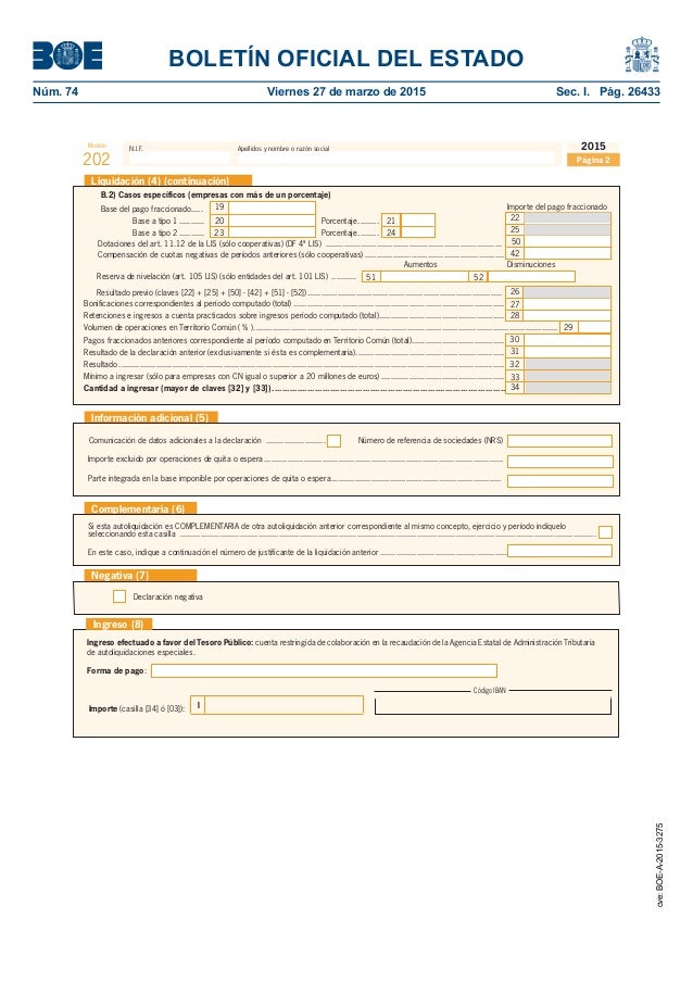 Modificación del modelo 202 y 222