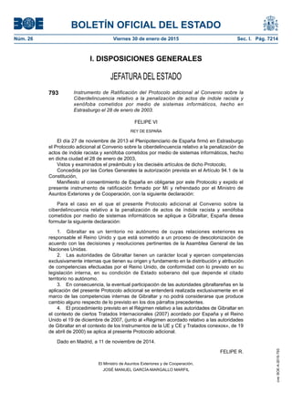 BOLETÍN OFICIAL DEL ESTADO
Núm. 26 Viernes 30 de enero de 2015 Sec. I. Pág. 7214
I. DISPOSICIONES GENERALES
JEFATURADEL ES...