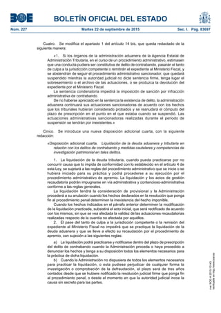 Ley 34/2015, de 21 de septiembre, de modificación parcial de la Ley 58/2003, de 17 de diciembre, General Tributaria.