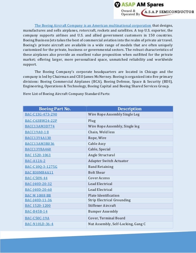 Boeing Aircraft Parts Distributor