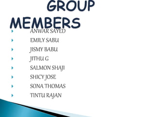  ANWAR SAYED
 EMILY SABU
 JISMY BABU
 JITHU G
 SALMON SHAJI
 SHICY JOSE
 SONA THOMAS
 TINTU RAJAN
 