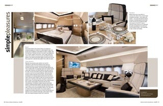 DESIGNBRIEF                                                                                                                                                                    DESIGNBRIEF


simplepleasures
                                                                                                                              Verdict:
                                                                                                                              Alberto Pinto has a long history of
                                                                                                                              working with clients across a broad range
                                                                                                                              of projects and styles – both classic and
                                                                                                                              modern – from yacht and aircraft interiors
                                                                                                                              through to corporate spaces and private
                                                                                                                              homes, and even the occasional castle!
                                                                                                                              Every aspect of this B737 is about
                                                                                                                              marrying comfort and luxury. So although
                                                                                                                              the seats are designed to be plush and
                                                                                                                              comfy enough to relax in, the overall feel
                                                                                                                              is clean, simple and timeless.




                                                        Brief:
                                                        Paris-based Alberto Pinto Interior Design has designed a
                                                        sumptuous Boeing 737 interior for a client based in India. The
                                                        aircraft was completed by Associated Air Center in Dallas, USA,
                                                        and delivered in February this year. The interior was designed to
                                                        be “a modern, graphic environment”, with a beige, black and
                                                        nickel colour scheme, recurring accents (with saddle topstitch
                                                        details on the seats and the black leather cornices) and a silk Tai
                                                        Ping carpet with a delicate stripe pattern that unifies the cabin.

                                                        Description:
                                                        Materials include glossy grey-stained Lolo wood for
                                                        cabinetwork, white lead with polished nickel inserts on
                                                        horizontal surfaces, and dove-coloured suede for lateral
                                                        surfaces and lounge ceilings. The forward lounge features two
                                                        TTOL-certified sofas, two passenger seats and a leather-framed
                                                        coffee table. American and Italian leathers have been used for
                                                        the seats, trimmed with leather piping and saddle topstitching.
                                                        A screen is built into the forward bulkhead, while decorative
                                                        touches include sculptured chrome lamps. The aft lounge is
                                                        dominated by an imposing daybed (finished with hand-woven,
                                                        cream-coloured velvet mottled in black and trimmed with black
                                                        piping) and a matching coffee table, set against a desk with a
                                                        built-in screen. Two facing seats become a bed, while the space
                                                        also contains a black leather, three-seat sofa with dove-
                                                        coloured piping. The bedroom yields a king-size bed cased
                                                        entirely in topstitched black leather, with large chrome drawers.
                                                        A flat screen is built into the facing bulkhead. Elsewhere in the
                                                        cabin, a dining room accommodates a table for four with seats
                                                        in mottled velvet and black leather; the compact galley is
                                                        finished with brushed metal and ivory Corian; and the bathroom
                                                        features a built-in polished nickel basin under a black marble
                                                                                                                                                        CONTACT:
                                                        slab, and a large rectangular shower with a teak floor.
                                                                                                                                                        Alberto Pinto Interior Design
                                                                                                                                                        www.albertopinto.com




10 Business Jet Interiors International.com July 2010                                                                                                  Business Jet Interiors International.com July 2010 11
 