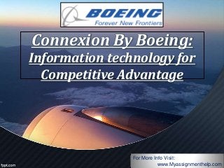 Connexion By Boeing:
Information technology for
Competitive Advantage
For More Info Visit:
www.Myassignmenthelp.com
 
