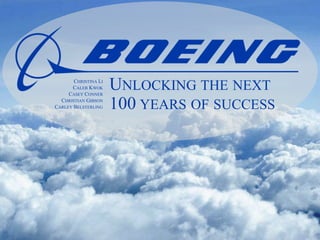 UNLOCKING THE NEXT
100 YEARS OF SUCCESS
CHRISTINA LI
CALEB KWOK
CASEY CONNER
CHRISTIAN GIBSON
CARLEY BELSTERLING
 