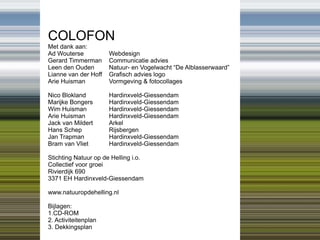 Boekje branding de Oeverlanden