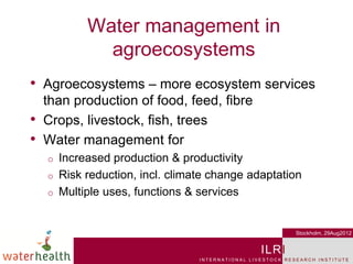 Addressing water-related health risks in agroecosystems