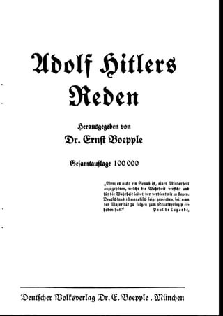 Boepple, Ernst - Adolf Hitlers Reden (1933, 127 S., Scan, Fraktur)