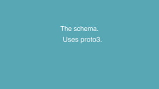 The schema.
Uses proto3.
 
