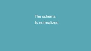 The schema.
Is normalized.
 