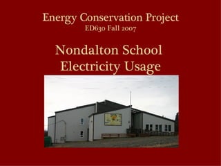 Energy Conservation Project ED630 Fall 2007 Nondalton School  Electricity Usage 