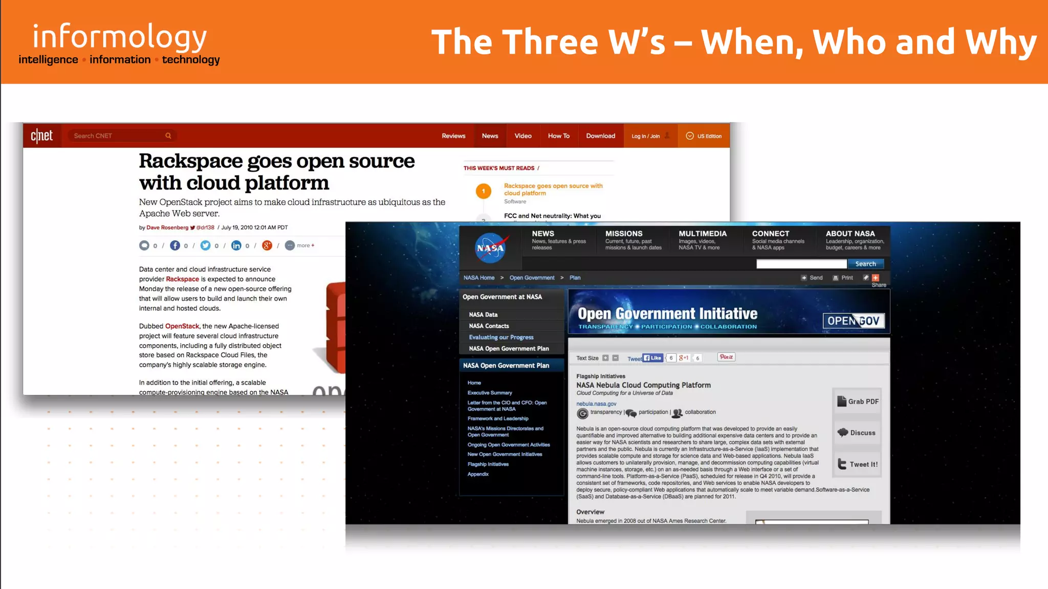 The Three W’s – When, Who and Why
 