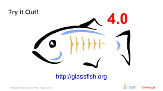 Copyright © 2013, Oracle and/or its affiliates. All rights reserved.45
Try it Out!
4.0
http://glassfish.org
 