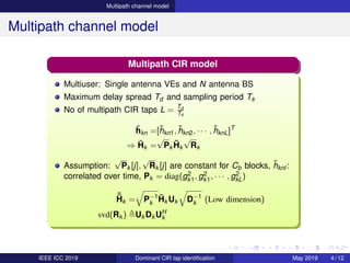 Dominant CIR Tap Index Identification for Wideband Channels | PDF