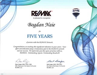 Bogdan Naie - 5 years with RE/MAX