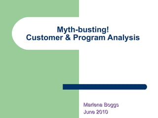 Myth-busting!  Customer & Program Analysis   Marlena Boggs June 2010 