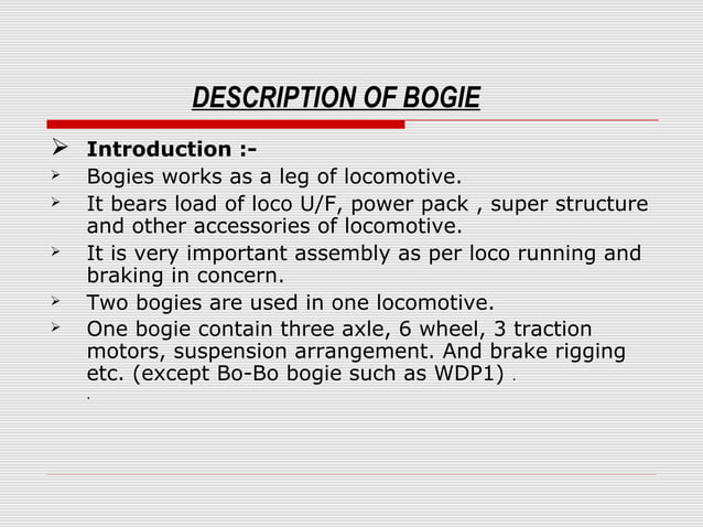 Bogie assembly alco | PPT