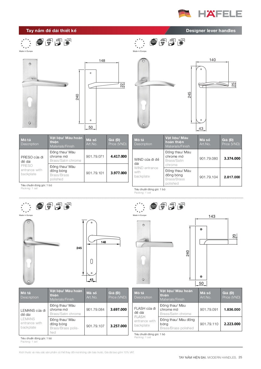 Catalogue Hafele Phụ Kiện Cửa Hafele 2017