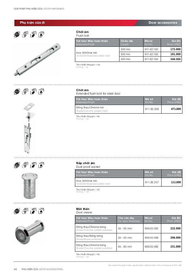 Catalogue Hafele Phụ Kiện Cửa Hafele 2017