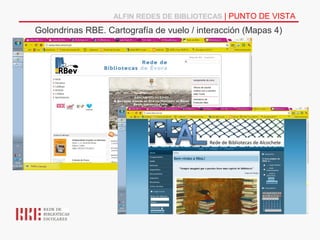 ALFIN REDES DE BIBLIOTECAS | PUNTO DE VISTA

Golondrinas RBE. Cartografía de vuelo / interacción (Mapas 4)
 