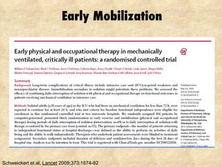 Early Mobilization Schweickert et al,  Lancet  2009;373:1874-82 