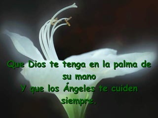 Que Dios te tenga en la palma de su mano Y que los Ángeles te cuiden siempre. 