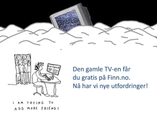 Den gamle TV-en fårdu gratis på Finn.no.Nå har vi nye utfordringer!