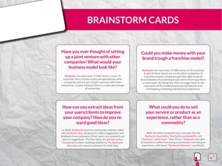 BRAINSTORM CARDS
Have you ever thought of setting
up a joint venture with other
companies? What would your
business model ...