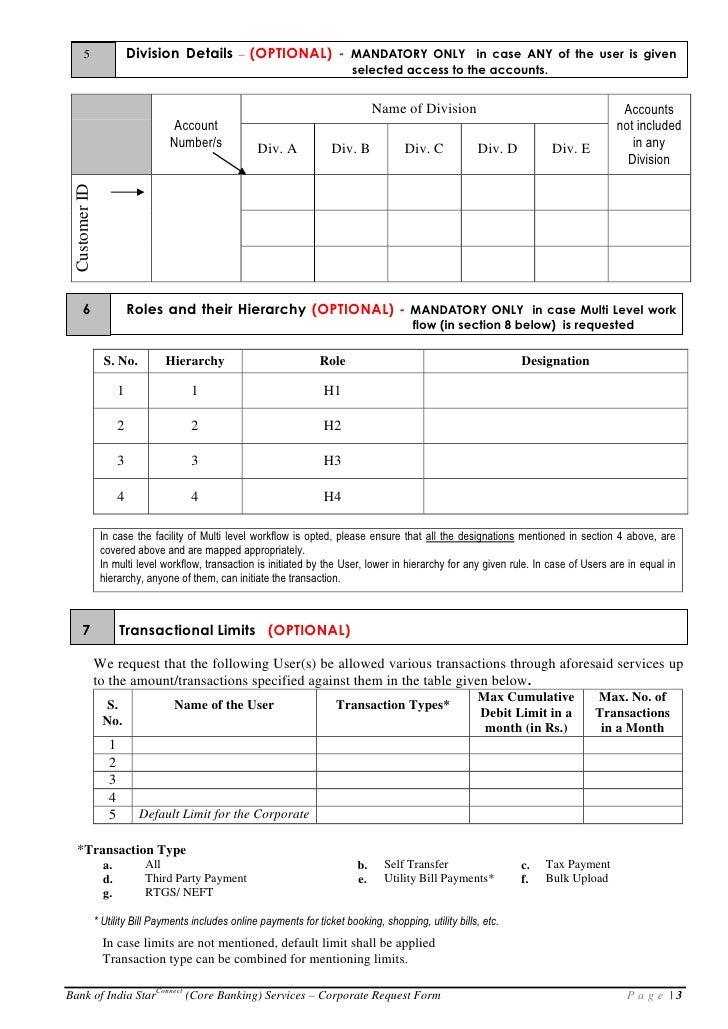 Boi internet banking corporate form