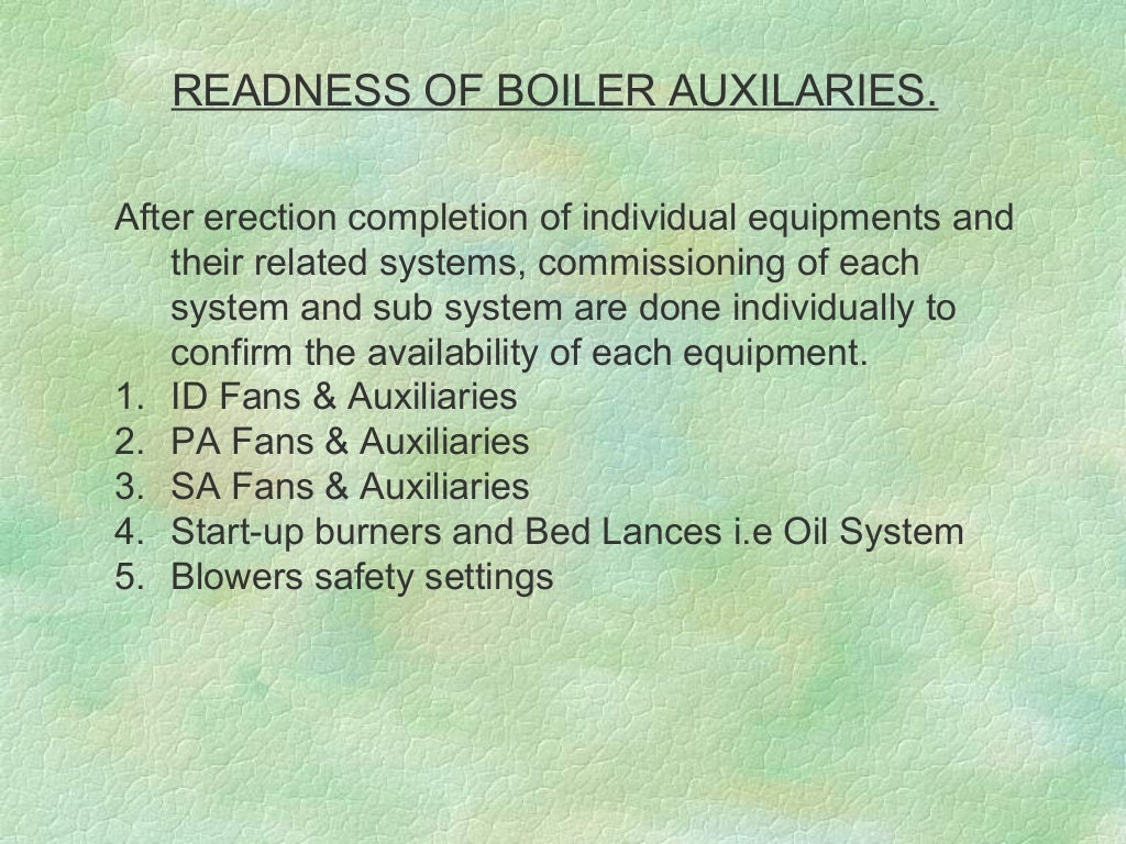 Boiler commissioning procedure