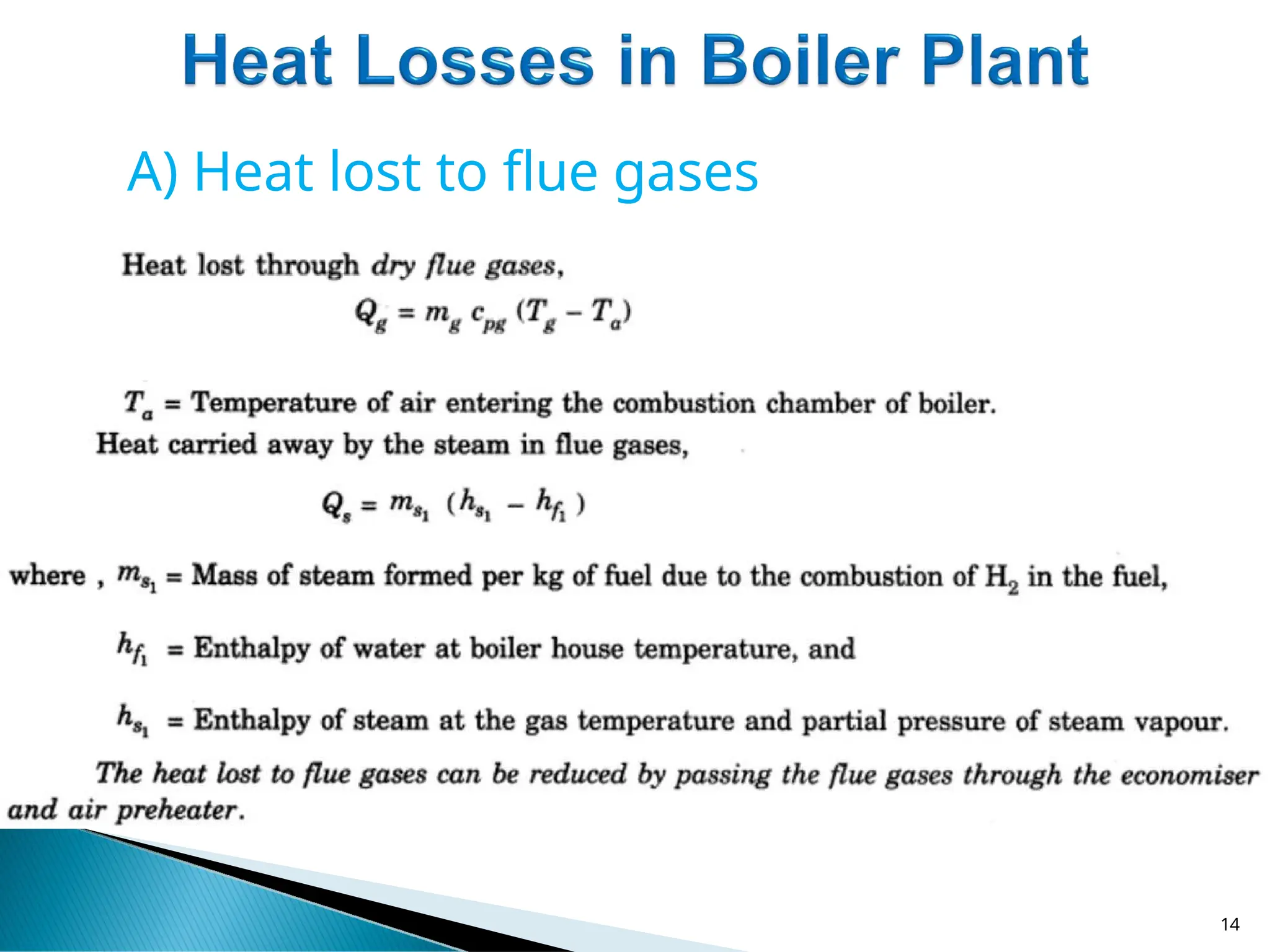 A) Heat lost to flue gases
14
 
