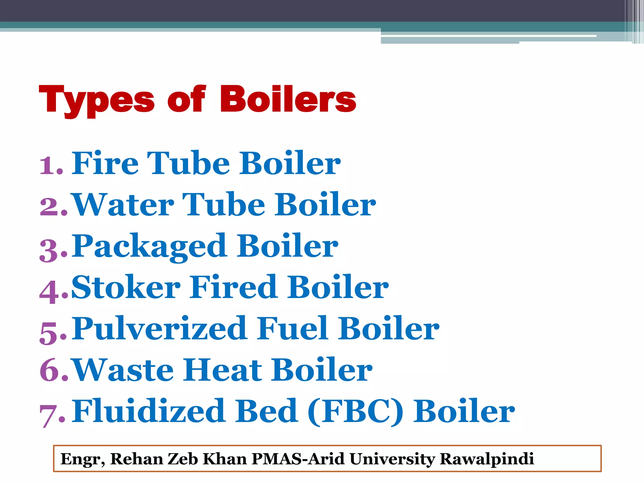 Boiler classification by, Engr REHAN Khan salarzai | PPTX | Home ...