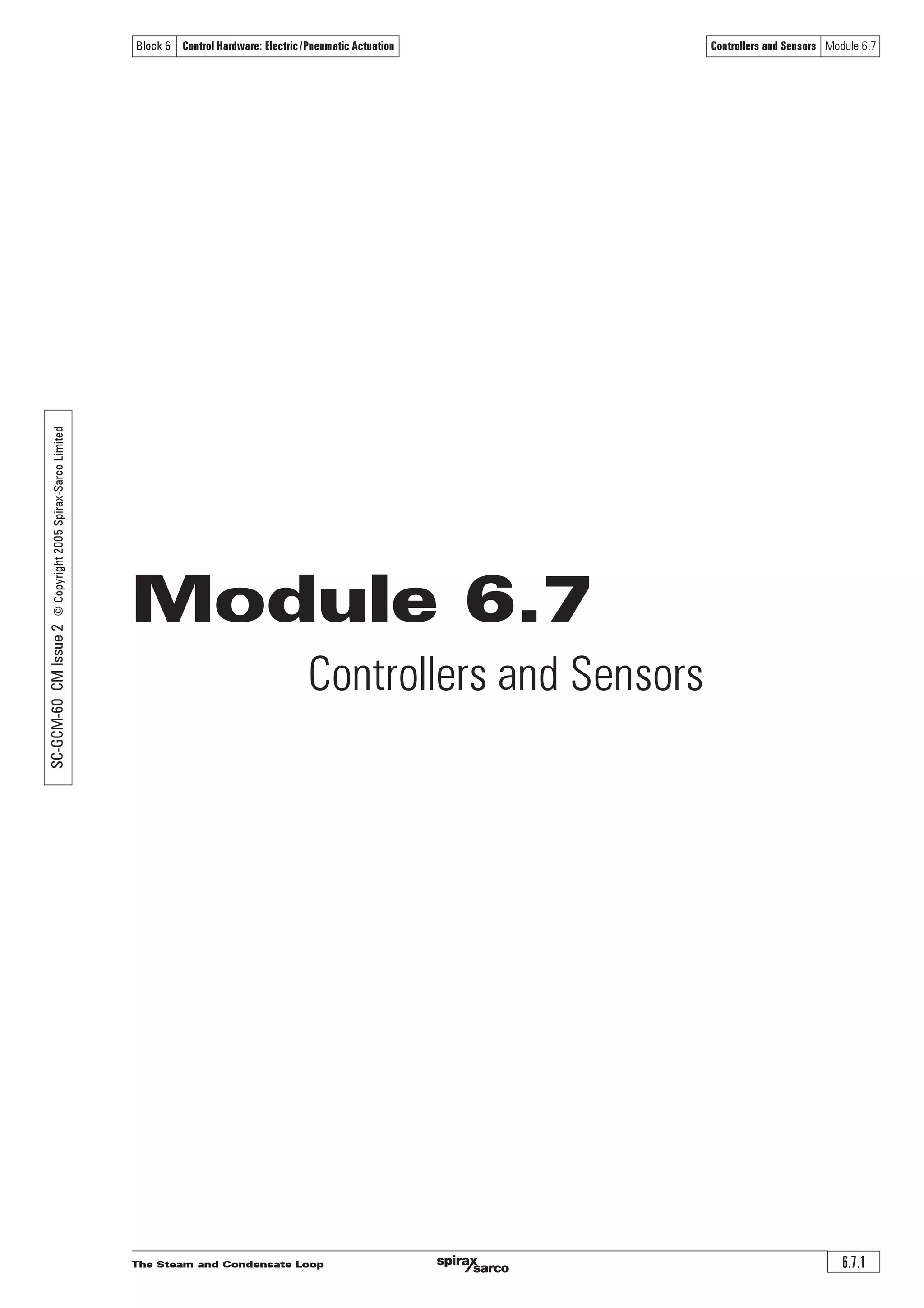 The Steam and Condensate Loop6.6.20
Control Valve Actuators and Positioners Module 6.6Block 6 Control Hardware: Electric/Pneumatic Actuation
 