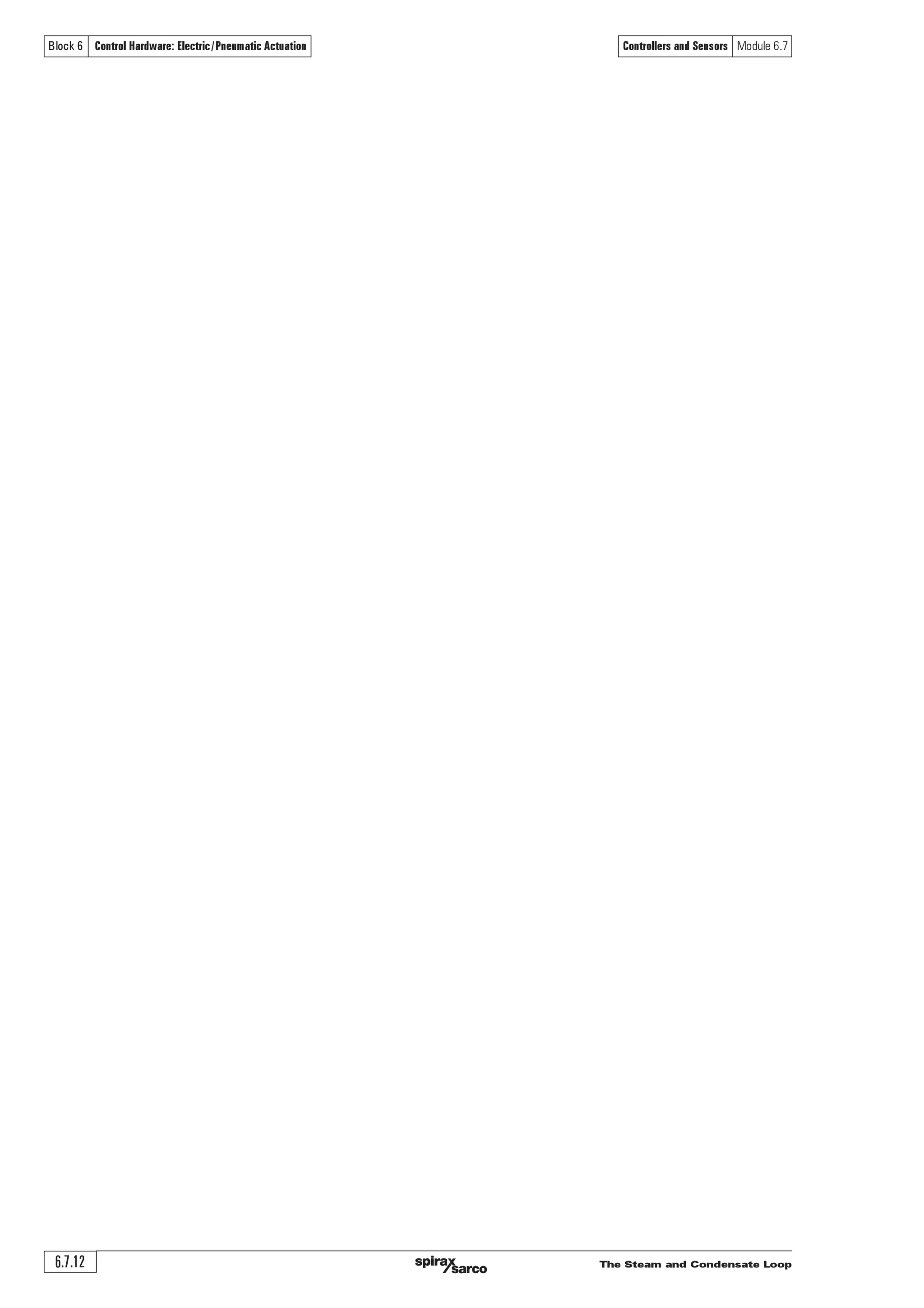 The Steam and Condensate Loop 6.7.11
Controllers and Sensors Module 6.7Block 6 Control Hardware: Electric /Pneumatic Actuation
Questions
1. If the temperature of a RTD sensor increases by 150°C, what happens to its electrical
resistance?
a| The resistance falls ¨
b| The resistance remains the same ¨
c| The resistance rises ¨
2. What main advantage does a thermistor have over a RTD sensor?
a| It is more accurate ¨
b| It has a higher repeatability ¨
c| It is cheaper to buy ¨
d| It is linear over its complete range ¨
3. What main advantage does a thermocouple have over a RTD sensor?
a| It is more accurate ¨
b| It has a higher repeatability ¨
c| It is cheaper to buy ¨
d| It is linear over its complete range ¨
1:c,2:c,3:cAnswers
 