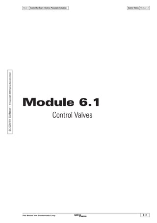 The Steam and Condensate Loop 6.1.1
Control Valves Module 6.1Block 6 Control Hardware: Electric/Pneumatic Actuation
Module 6.1
Control Valves
SC-GCM-54CMIssue1©Copyright2005Spirax-SarcoLimited
 