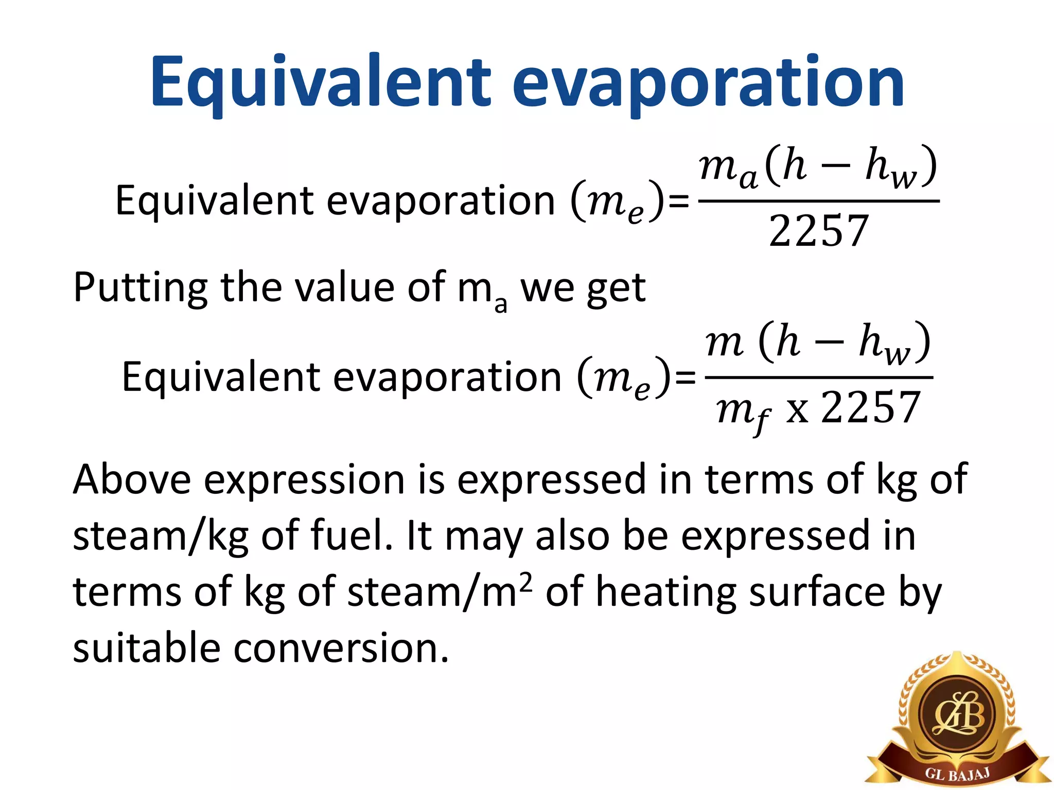 Boiler performance (Part 1) Equivalent evaporation Notes