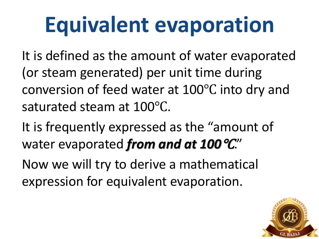 Boiler performance (Part 1) Equivalent evaporation Notes