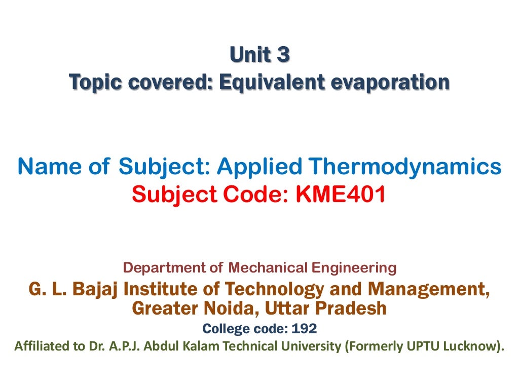 Boiler performance (Part 1) Equivalent evaporation Notes