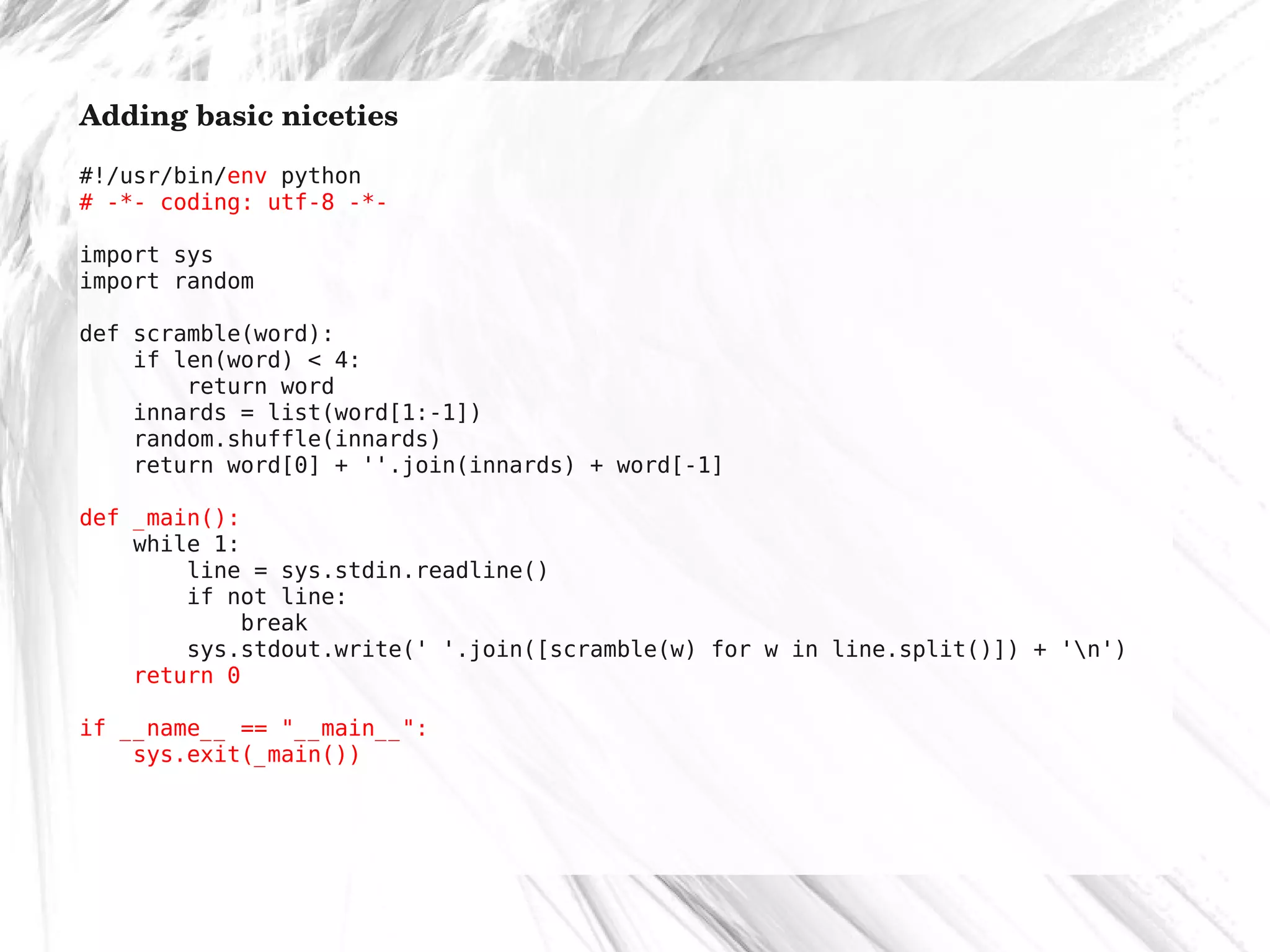 The bones of a nice Python script | PPT