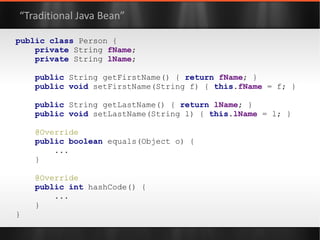 public   class  ResourceProvider {   private   final  ReadWriteLock  lock  =  new  ReentrantReadWriteLock(); private   final  Map<String, String>  data  =  new  ConcurrentHashMap();   public  String getResource(String key)  throws  Exception { lock .readLock().lock(); try  { return   data .get(key); }  finally  { lock .readLock().unlock(); } } public   void  refresh()  throws  Exception { lock .writeLock().lock(); try  { // reload settings... }  finally  { lock .writeLock().unlock(); } } } “Traditional API” 