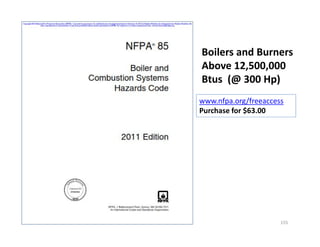 Boilers and Burners
Above 12,500,000
Btus (@ 300 Hp)
www.nfpa.org/freeaccess
Purchase for $63.00
Radiant Realities 155
 