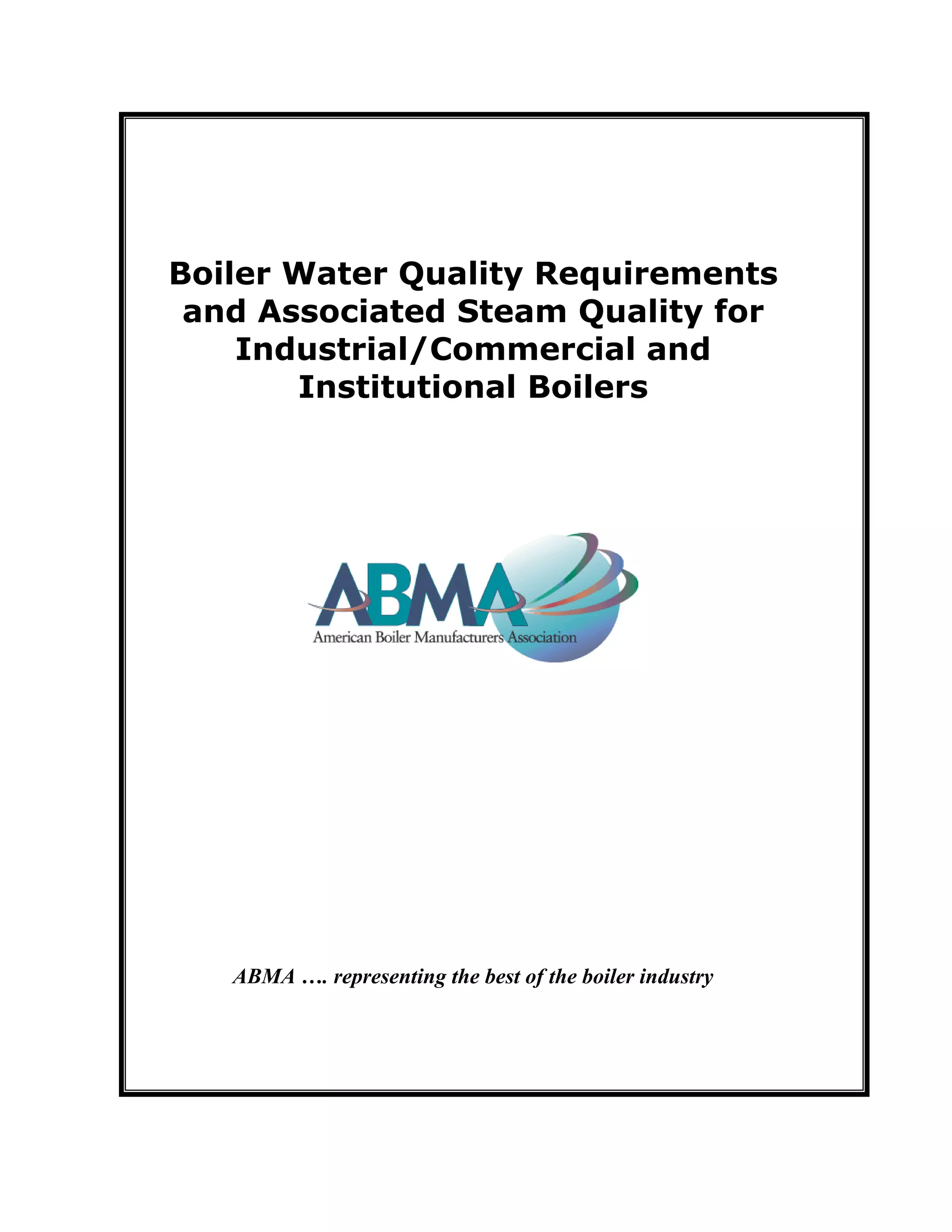 Boiler water quality requirements abma PDF