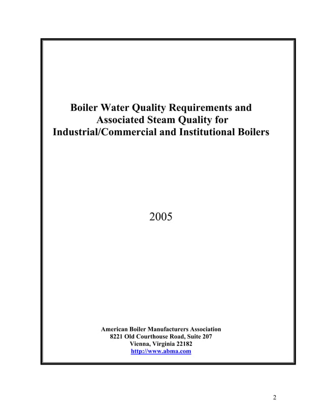 Boiler water quality requirements abma