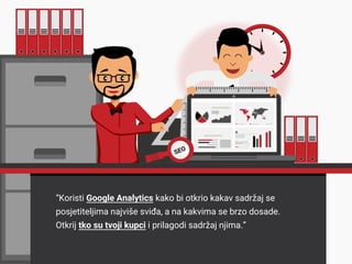 “Koristi Google Analytics kako bi otkrio kakav sadržaj se
posjetiteljima najviše sviđa, a na kakvima se brzo dosade.
Otkri...