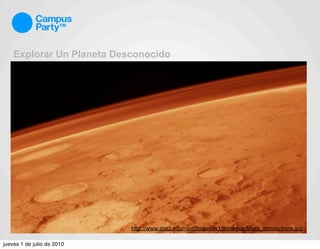 Explorar Un Planeta Desconocido




                            http://www.stsci.edu/~inr/thisweek1/thisweek/Mars_atmosphe...