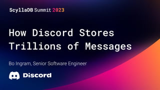 How Discord Stores
Trillions of Messages
Bo Ingram, Senior Software Engineer
 