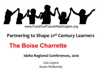www.FundOurFutureWashington.org Partnering to Shape 21st Century Learners The Boise Charrette Idaho Regional Conferences, 2010 Lisa Layera Susan McBurney 